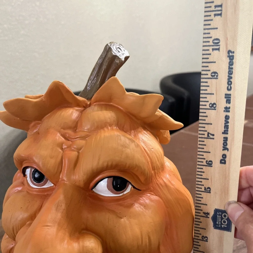Martha Stewart Ugly Face Anthropomorphic Halloween Pumpkin with Leaves Figurine